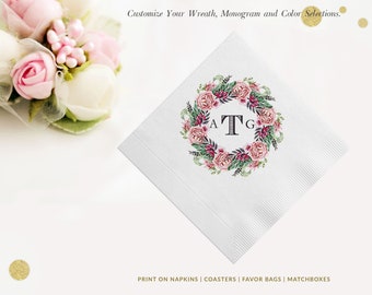 Spring Pink Floral Wedding Napkins | Bridal Shower Napkins | Rehearsal Dinner | Full Color Napkin | Blush Pink Napkins