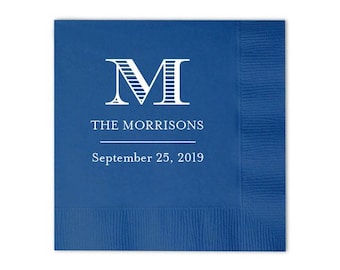 Personalized Napkins Personalized Napkins Wedding Anniversary Engagement Printed Custom Monogram Cocktail Beverage Luncheon Dinner Guest