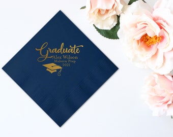 Personalized Napkins Graduation Ceremony Party Printed Custom Napkins Cocktail Beverage Luncheon Dinner Guest Towels Sizes Available