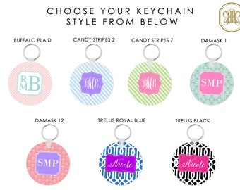 Preppy Monogram Keychain - Personalized Keyring - Custom Keychains - Personalized Gifts - Sweet 16 Gift - New Car Gift