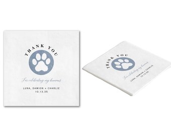 Custom Pet Cocktail Napkins, Custom Pet Portrait Wedding Napkins, Dog Wedding Napkins, Custom Cat Cocktail Napkins, Customized Pet Napkins
