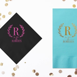 Personalized Wedding Cocktail Napkins Monogrammed Napkins Beverage Napkins for Wedding Custom Printed Bridal Shower Napkins