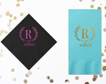 Personalized Wedding Cocktail Napkins Monogrammed Napkins Beverage Napkins for Wedding Custom Printed Bridal Shower Napkins