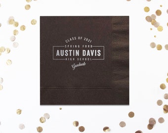 Graduation Party Napkins, Class of 2025 Decorations, High School Grad, College Graduate, Personalized Napkins, Beverage Napkins, Grad Decor