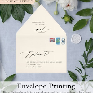 Envelope Address Printing Service - Digital Calligraphy - Color Envelope - Black Ink or White Ink Printing - Wedding Guest Address Printing
