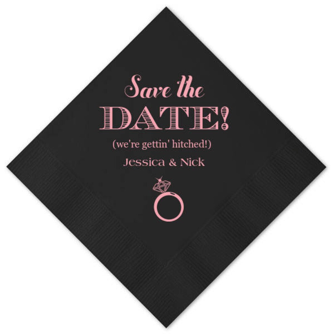Engagement Napkins Personalized Cocktail Napkins Engagement Etsy