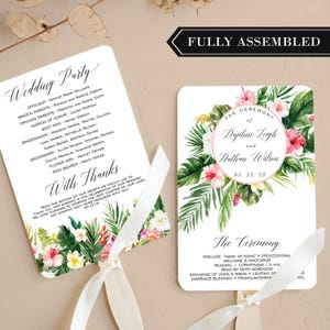 Wedding Program Fans Assembled Tropical Beach Wedding Program Fans - Destination Wedding Program Fans