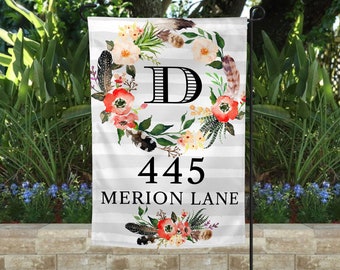 Personalized Garden Flag, Monogrammed House Flag, Mini-Flag for Entry, Engraved Personalized House Flag, Fabric Yard Flag, Family Name Sign