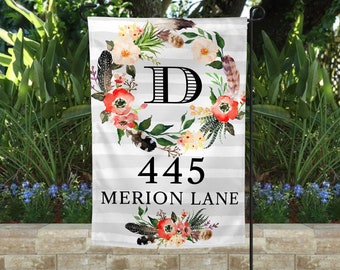 Personalized Garden Flag, Monogrammed House Flag, Mini-Flag for Entry, Engraved Personalized House Flag, Fabric Yard Flag, Family Name Sign