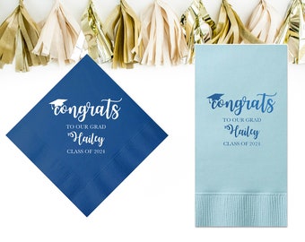 Congrats Class of 2024 Graduation Napkins Personalized Set of 100 Party Supplies USA High School College Guest towels