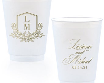 Customized Frosted Shatterproof Flex Cups, Personalized Wedding Favor Cups, Wedding Favors, Minimalistic Wedding, Modern Wedding