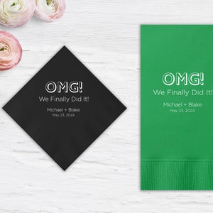 OMG We Did it Personalized Napkins Personalized Napkins Wedding Personalized Cocktail Beverage Paper Anniversary Party Monogram Luncheon