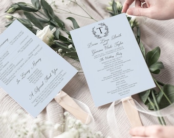 Wedding Program Hand Fan Double Sided, Wedding Fan Program, Bridal Party Hand Fan Program, Program for Outdoor Wedding, Fan Wedding Program