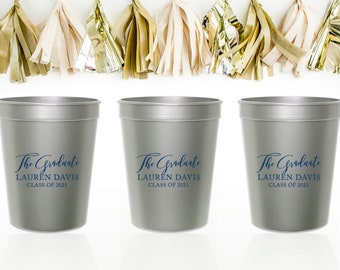 Graduation Cups, 2024 Graduation Party Decorations, Personalized Plastic Cups, High School Graduation Party Favors, Custom Stadium Cups