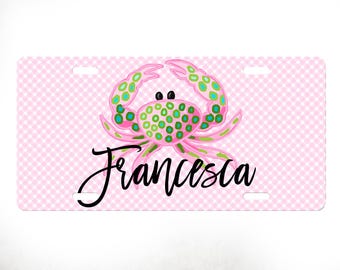 Crab Monogram License Plate, Monogram Car Tag, License Plate, Nautical License Plate, Monogram Gifts, Front Car Tag, Monogram Gifts