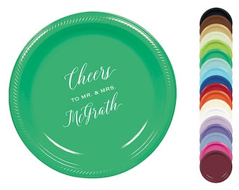 Personalized Plastic Plates – Custom Monogram Plates for Wedding Welcome Dinners – Choose Colors & Sizes 7” or 10”