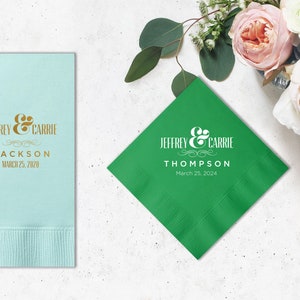 Custom 3 Ply Napkins, Personalized Wedding Napkins, Cocktail Napkins, Monogrammed Gift, Birthday Party, Foil Printed Napkins, Party Napkins