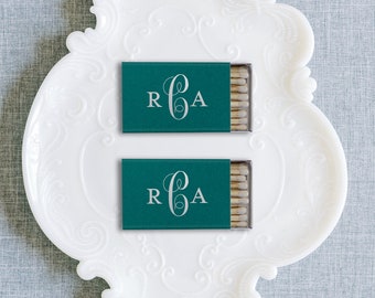 Custom Monogram Matchboxes with Leaf Branch design - Wedding Matchbox Favors, Wedding Matches, Rustic Wedding Decor, Personalized Matches