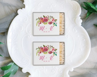 The Perfect Match Matches, Wedding Matches, Personalized Matchboxes, Watercolor Floral Matches -Set of 50, Custom Matches