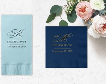 Fancy Monogram Dinner Napkins - tons of colors, Hand Towels, Custom Towels, Wedding Decor, Custom Wedding Gift, Bridal Shower Decoration