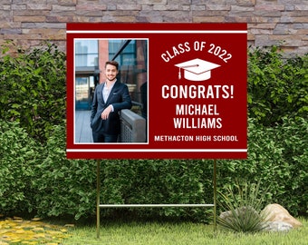 2024 Graduation Grad Lawn Sign, Class of 2024, Proud of Our Senior Yard Sign, Custom Colors, Congrats Grad Sign, Grad Party Corrugated Signs