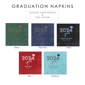 Graduation Napkins, Custom with name-message-colors, class of 2025, Graduation Party, lunch napkin, Dinner Napkins, Guest Towel