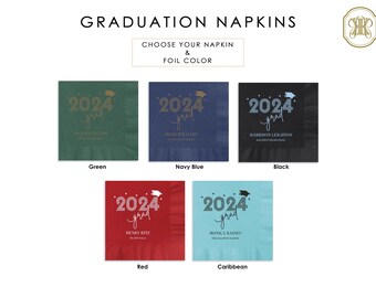 Graduation Napkins, Custom with name-message-colors, class of 2025, Graduation Party, lunch napkin, Dinner Napkins, Guest Towel