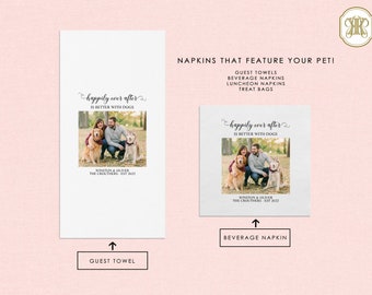 Custom Dog Cocktail Napkins Using Pet Photo + Name Personalized Dog Wedding Napkins Custom Cat Napkins for Wedding Dog Birthday Decorations