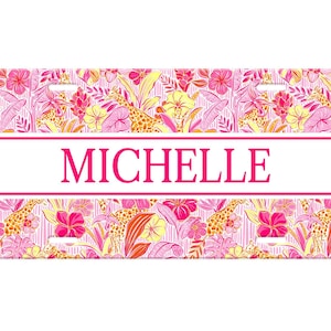 Personalized Preppy Front License Plate Car Tag for Women - Giraffe