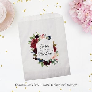 Set of 25 Personalized Custom Monogram Wedding Favor Treat Bags - Candy Buffet, Donuts, Cookies, Popcorn - Wedding, Bridal, Baby Shower