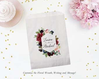 Set of 25 Personalized Custom Monogram Wedding Favor Treat Bags - Candy Buffet, Donuts, Cookies, Popcorn - Wedding, Bridal, Baby Shower