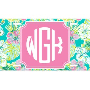Personalized Preppy Front License Plate Car Tag for Women -Watercolor pattern  Lover