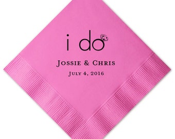 i do Personalized Wedding Napkins - Custom Cocktail Napkins, Party Napkins, Reception Napkins, Foil Stamped Napkins