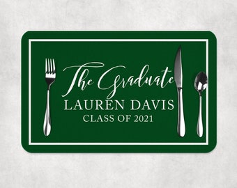 2025 Green Graduation Paper Placemats Class of 2025 Decorations Tableware Disposable Personalized Placemats - Printed & Shipped Grad 2025