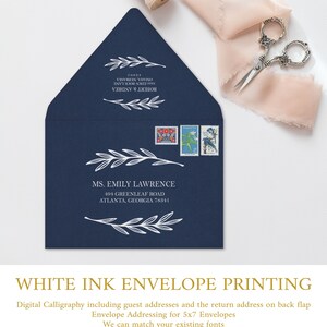 White Ink Envelope Addressing, White Ink Printing, Black, Brown, Navy Blue or Red Envelopes, Guest and Return Address Printing Included