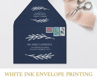 White Ink Envelope Addressing, White Ink Printing, Black, Brown, Navy Blue or Red Envelopes, Guest and Return Address Printing Included