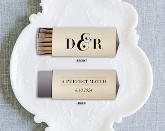 A Perfect Match Personalized Triangle Match Boxes - Favors, Party Favors, Custom Matchbox, Gold Foil printing, Monogram, Wedding Favor
