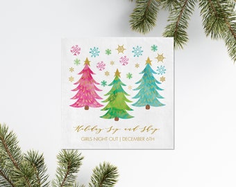 Personalized Christmas Tree Napkins - Beverage and Luncheon Sizes - Holiday Party Decor - Christmas Party Lunch Napkins, Guest Towels