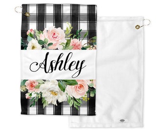 Golf Towel Personalized Golf Towel Flower Golf Towel Flower Golf Towel Ladies League Gift Womans Golf Towel Girls Golf Towel Womans Golf