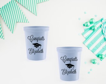 Graduation Cap Printed Party Cups, Tassel Cup Party Favors, Class of 2025 Cups, Class of 2025 Stadium Cups, College Grad Plastic Party Cups