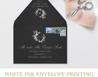 Printed Envelopes with Custom Fonts in A7 or 4bar Size - Premium Colored Wedding Envelopes with Guest Recipient Addresses