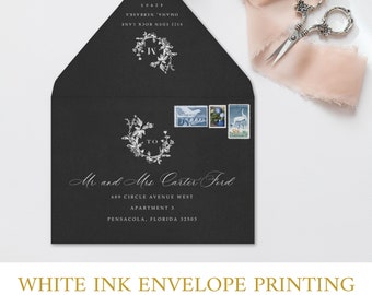 Printed Envelopes with Custom Fonts in A7 or 4bar Size - Premium Colored Wedding Envelopes with Guest Recipient Addresses