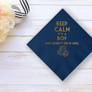 Baby Shower Napkins Personalized Napkins Baby Shower Decorations for Boy Custom Printed Beverage Napkins Party Supplies Baby Boy