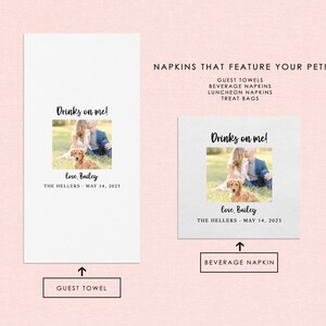 Custom Illustrated Dog Wedding Napkins, Bridal Shower, Engagement Party, Custom Bar Napkins, Custom Pet Wedding Napkins, Dog Napkins