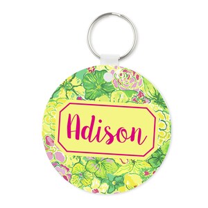 Monogram Keychain ~ Personalized Keychain ~ Floral Keychain ~Square Keychain ~ Key Chain ~ Custom Keychain ~ Key Tag ~ Sweet Sixteen Gift
