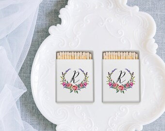 Set of Personalized Wedding matchboxes - "The Perfect Match" Matchboxes, Burgundy Watercolor Floral Matches for wedding