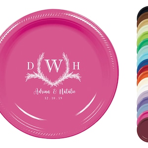 Personalisierte Partyteller - Romantisches Monogramm - Dessert, Aperitif, 17,8 cm, individuell bedrucktes Papier oder Kunststoff, Hochzeit, Jubiläum, Dusche