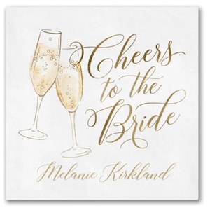 Tovaglioli personalizzati per la festa nuziale, Cheers to the Bride, set da 100 pezzi, decorazioni per matrimoni, carta da cocktail, articoli per feste