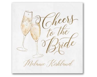 Cheers to the Bride Bridal Shower Personalized Napkins Set of 100 Wedding Decor Decorations Cocktail Paper Party Supplies