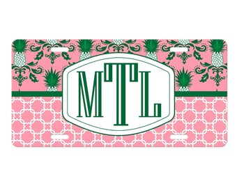 Personalized Car Tag-License Plate-Personalized Gift-Monogram-Car Tag-Car License Plate-Car Tag-Gift for Her-New Car-Sweet 16 Gift Pineapple